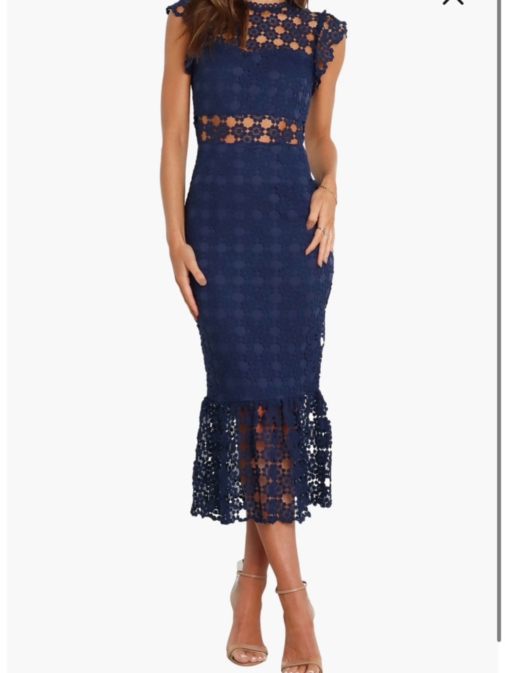 Petal & Pup Lauren Navy Floral Lace Midi Dress size 8